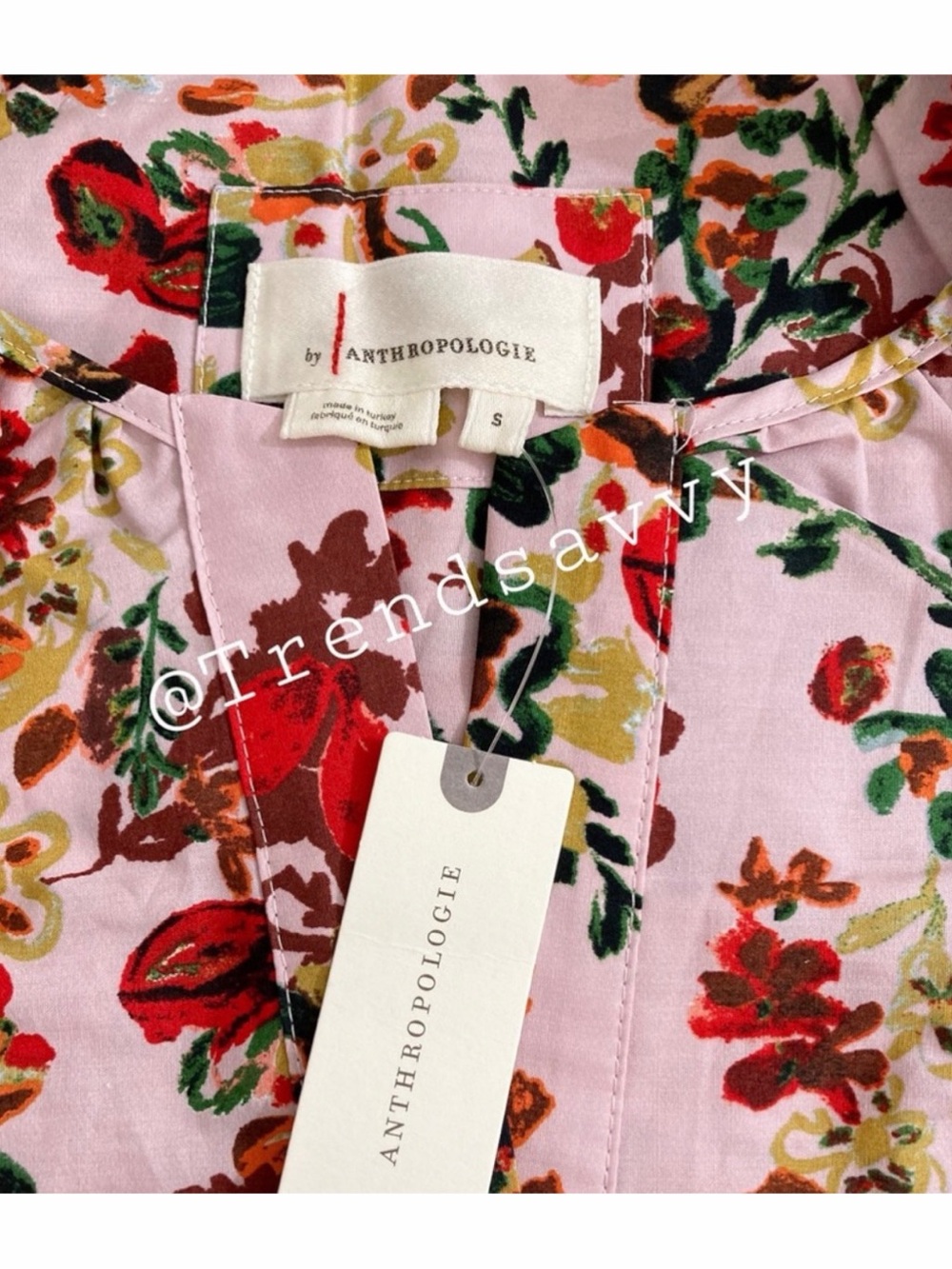 Anthropologie Somerset Floral Pink Maxi Dress Smocked Cotton Size Small NWT - Picture 10 of 14